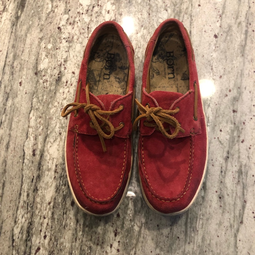 Men’s  BORN Red Suede leather boat shoes